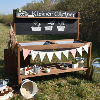 Meppi mud kitchen Little gardener with blackboard, brown