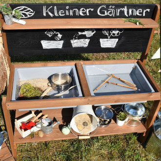 Meppi mud kitchen Little gardener with blackboard, brown