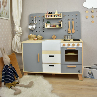 Meppi Copenhagen Wooden Pretend Play Toy Kitchen - grey