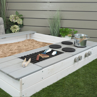 Meppi sandpit Laboe with stove and grill - white / grey