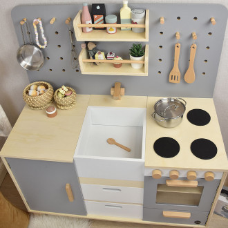 Meppi Copenhagen Wooden Pretend Play Toy Kitchen - grey