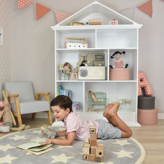 Maison de poupées bibliothèque à niches Meppi en bois