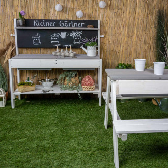 Meppi mud kitchen Little gardener, white - grey