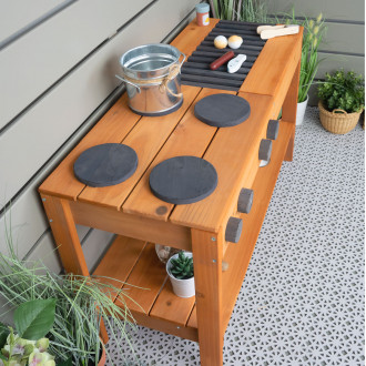 Meppi Matschküche Grill anthrazit / teak