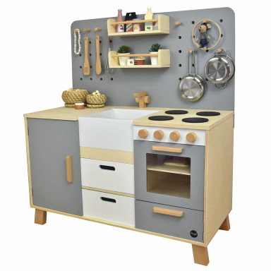 Meppi Copenhagen Wooden Pretend Play Toy Kitchen - grey